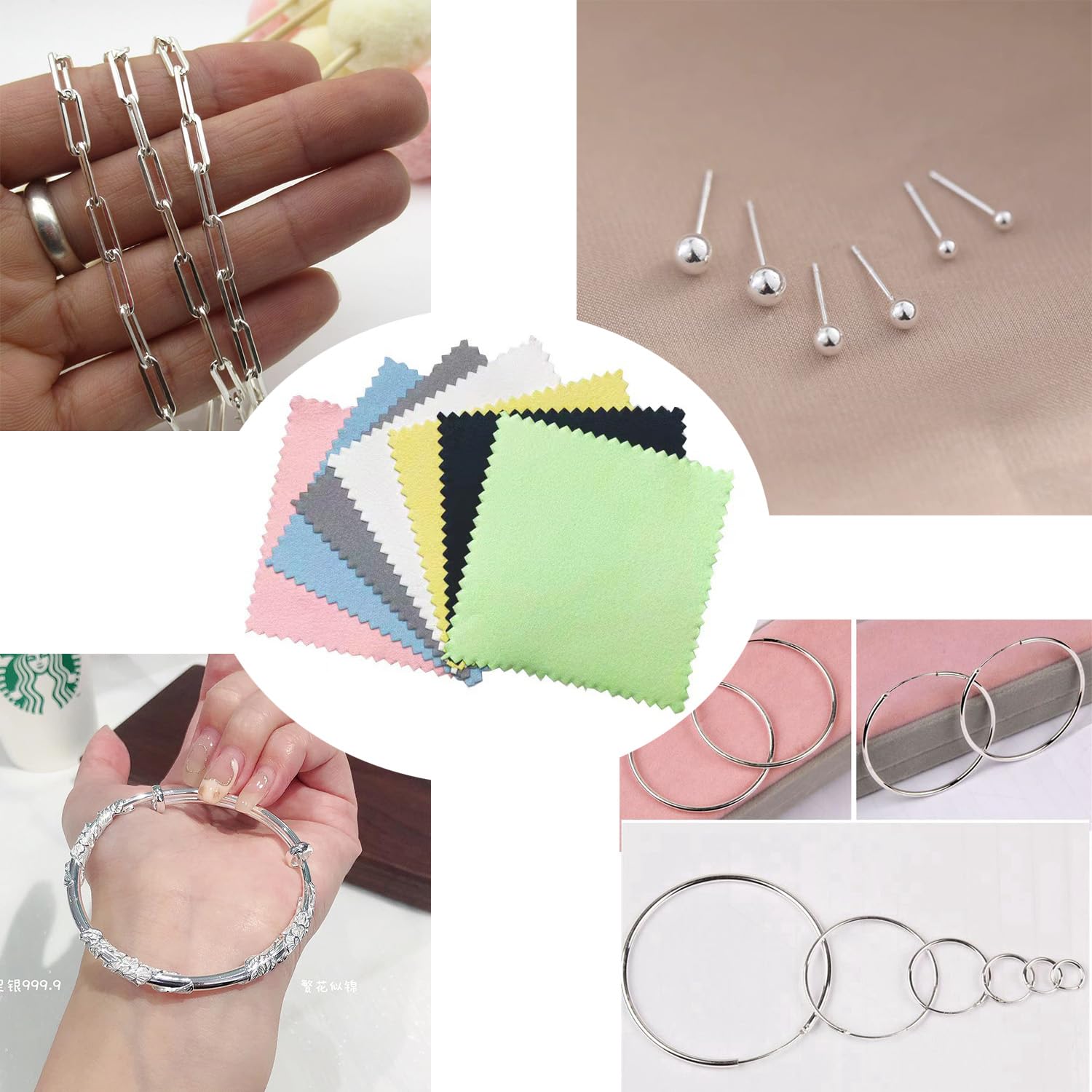 50 Pezzi Panni Per Pulizia Gioielli In Pile - Riutilizzabili, Per Argento, Oro, Ottone E Orologi (Rosa, 8x8 Cm)