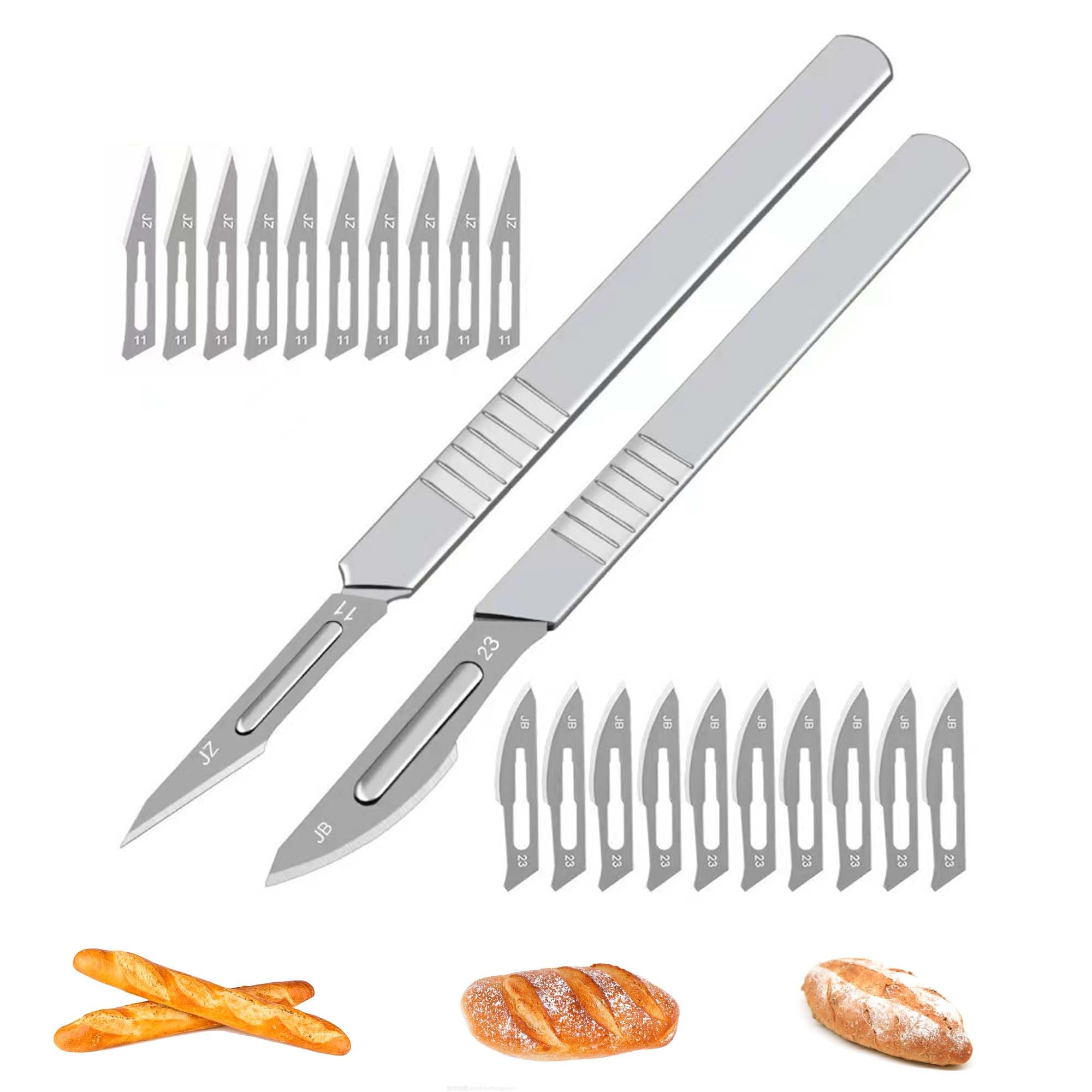 XiXiRan Set Di 2 Lame Per Pane Professionali - Taglierino Per Baguette E Impasto, In Acciaio Inox, Con Manico Ergonomico E Copertura Protettiva, Verde