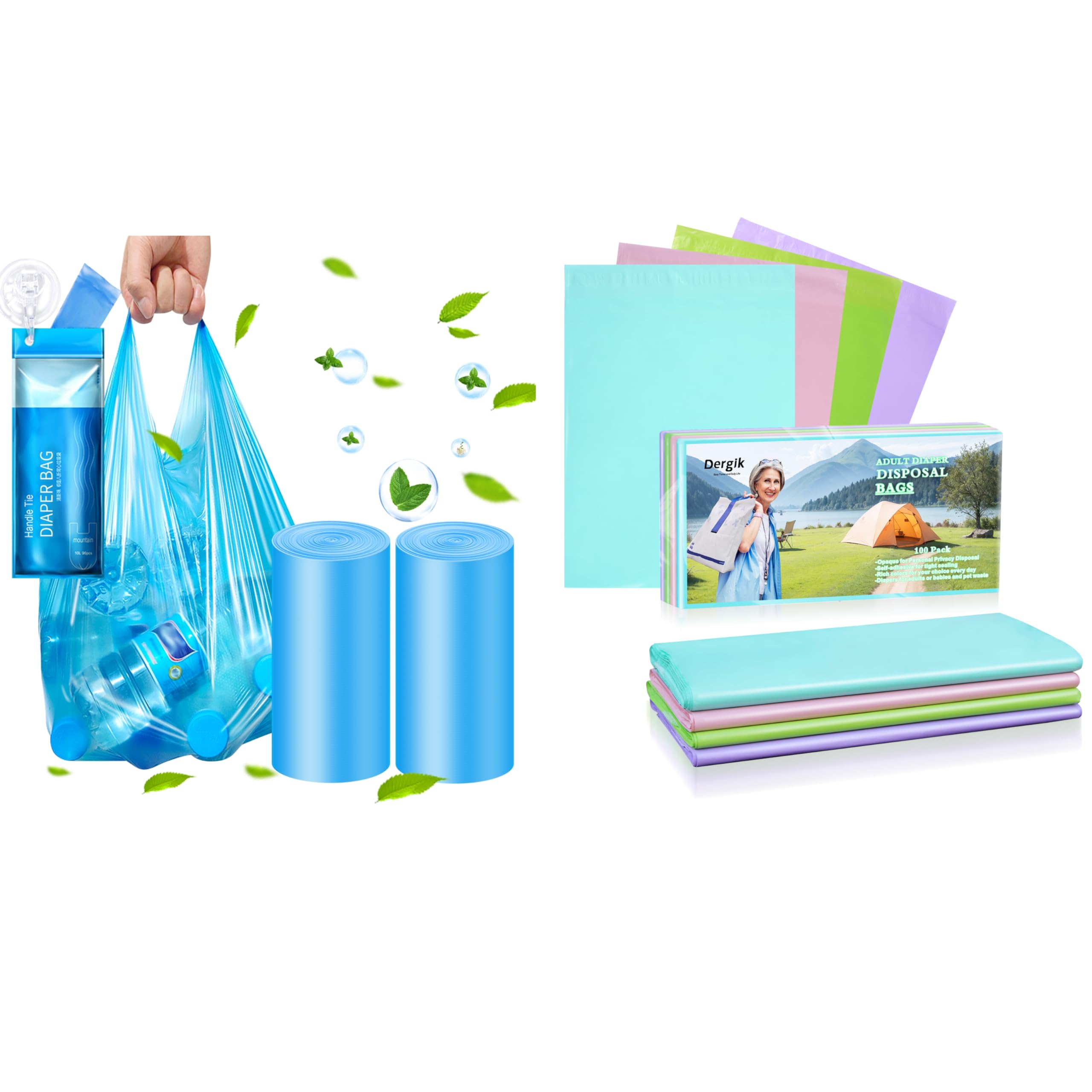 Disposable large Diaper Disposal Bags for Baby & Adult, Bundle