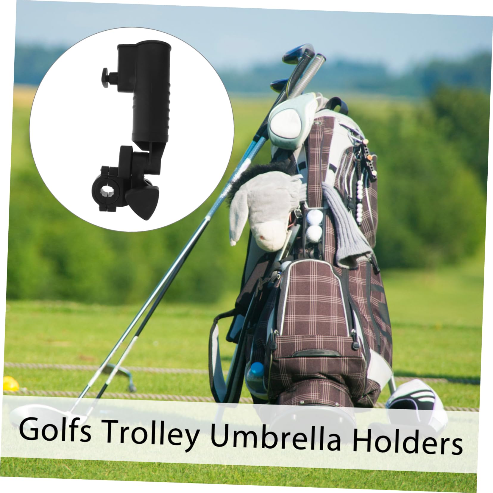 UPKOCH Regenschirmhalter für Golftrolleys Verstellbare Klemme Kunststoff Abnehmbar Winkel Anpassbar für Fahrradwagen und Kinderwagen