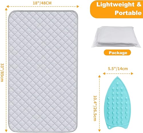 Miniatura 6 de Alfombrilla de planchar para mesa con almohadilla de soporte de hierro, manta de planchado portátil de viaje, cubierta plegable gruesa resistente al
