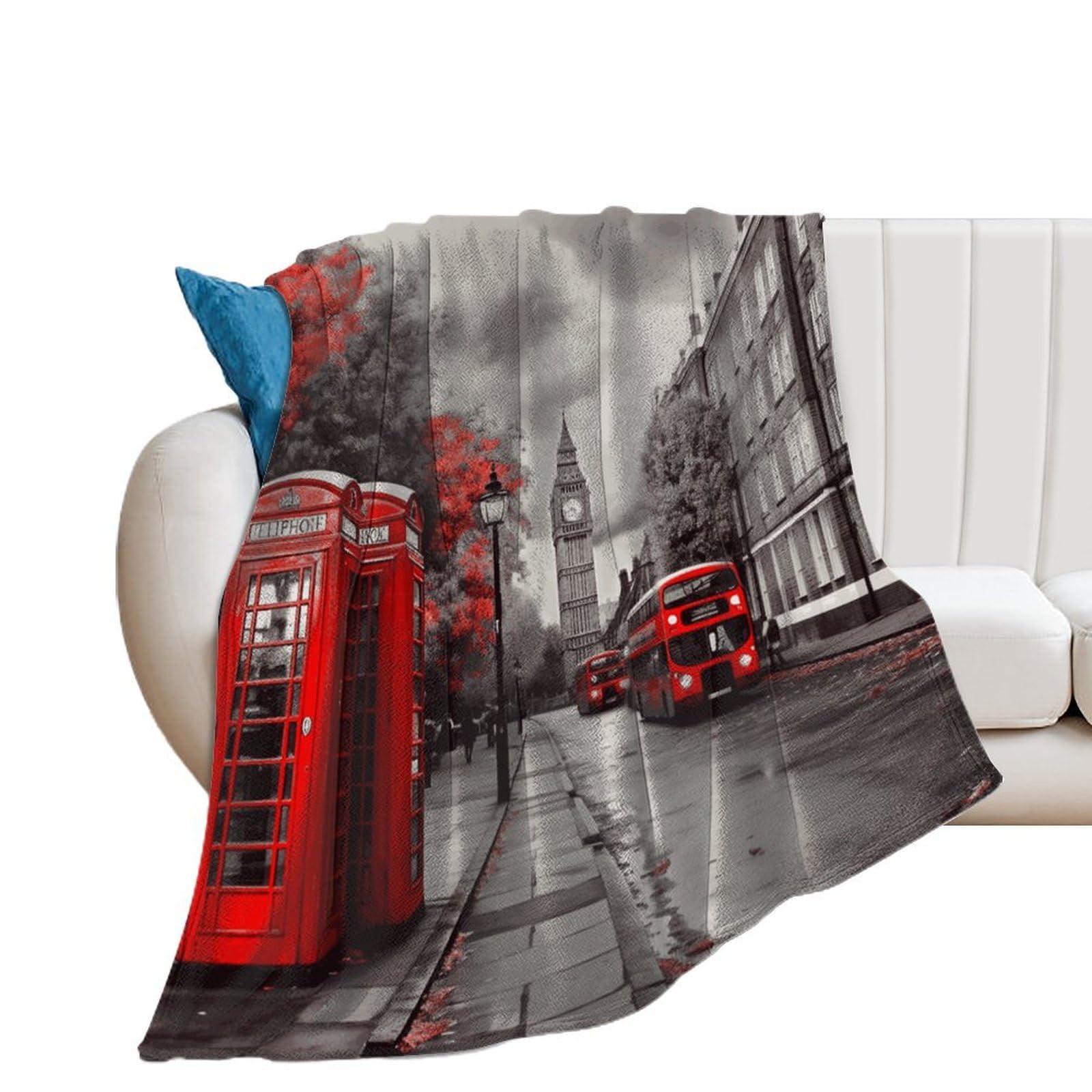 Couverture flanelle anti-boulochage : plaid Londres doux 150x200 cm