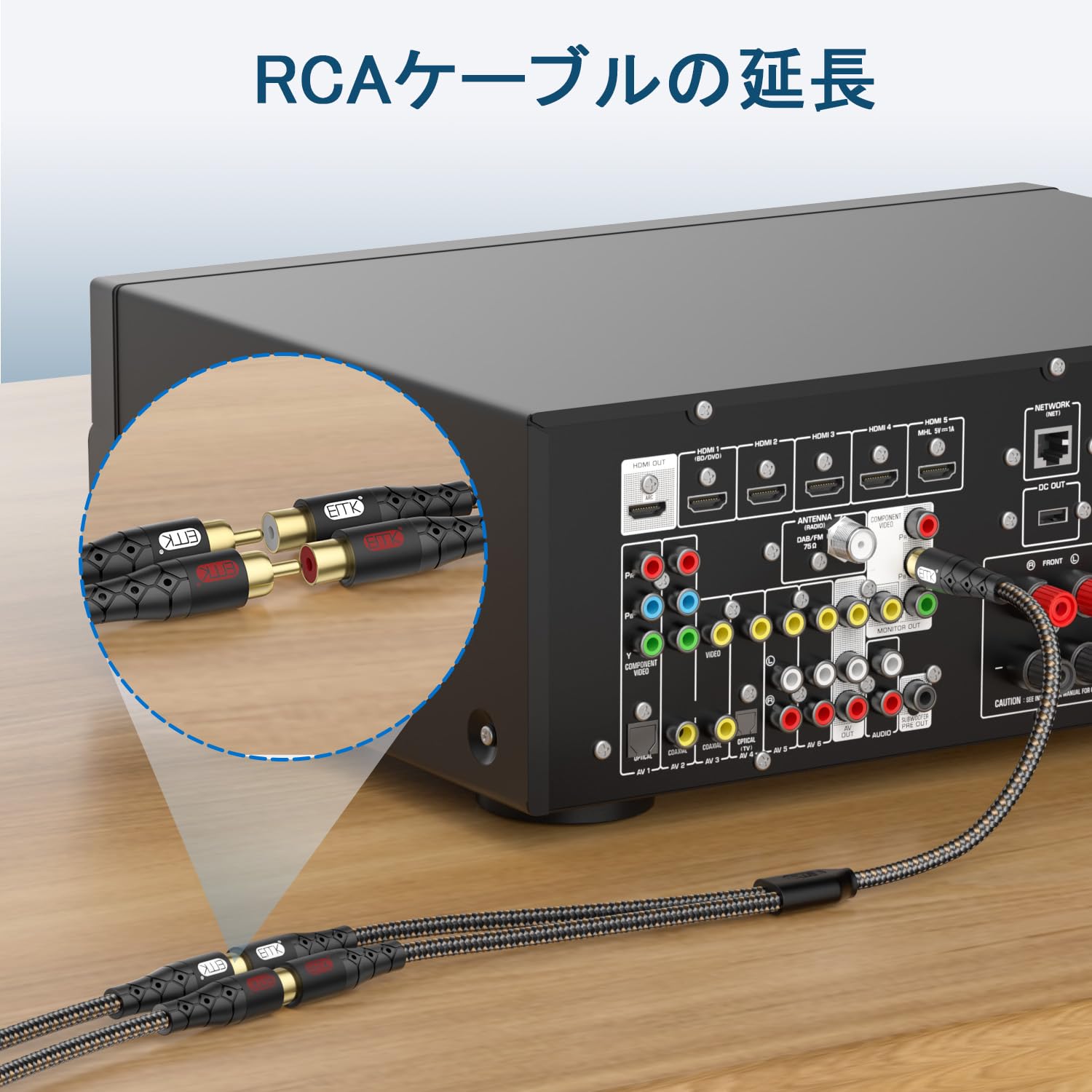 Amazon | EMK RCA分岐ケーブル Y分配 サブウーファーケーブル 延長 1