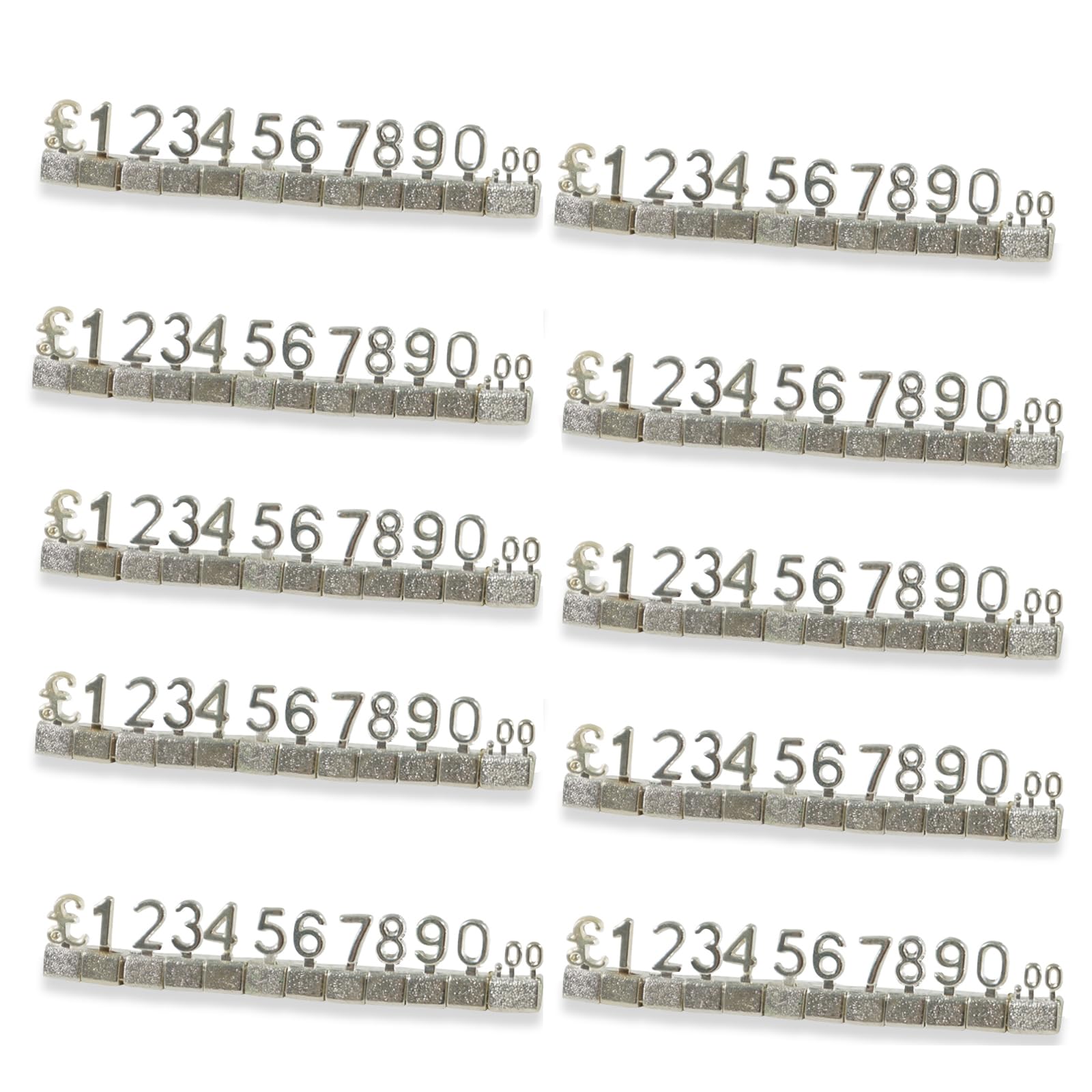 Unifizz 50Pcs Digital Price Tag 3D Metal Shelving Adjustable GBP ￡ Price Cube Kit for Shop Display Jewelry Watch Shop Office Display Pricemarker Labels Silver