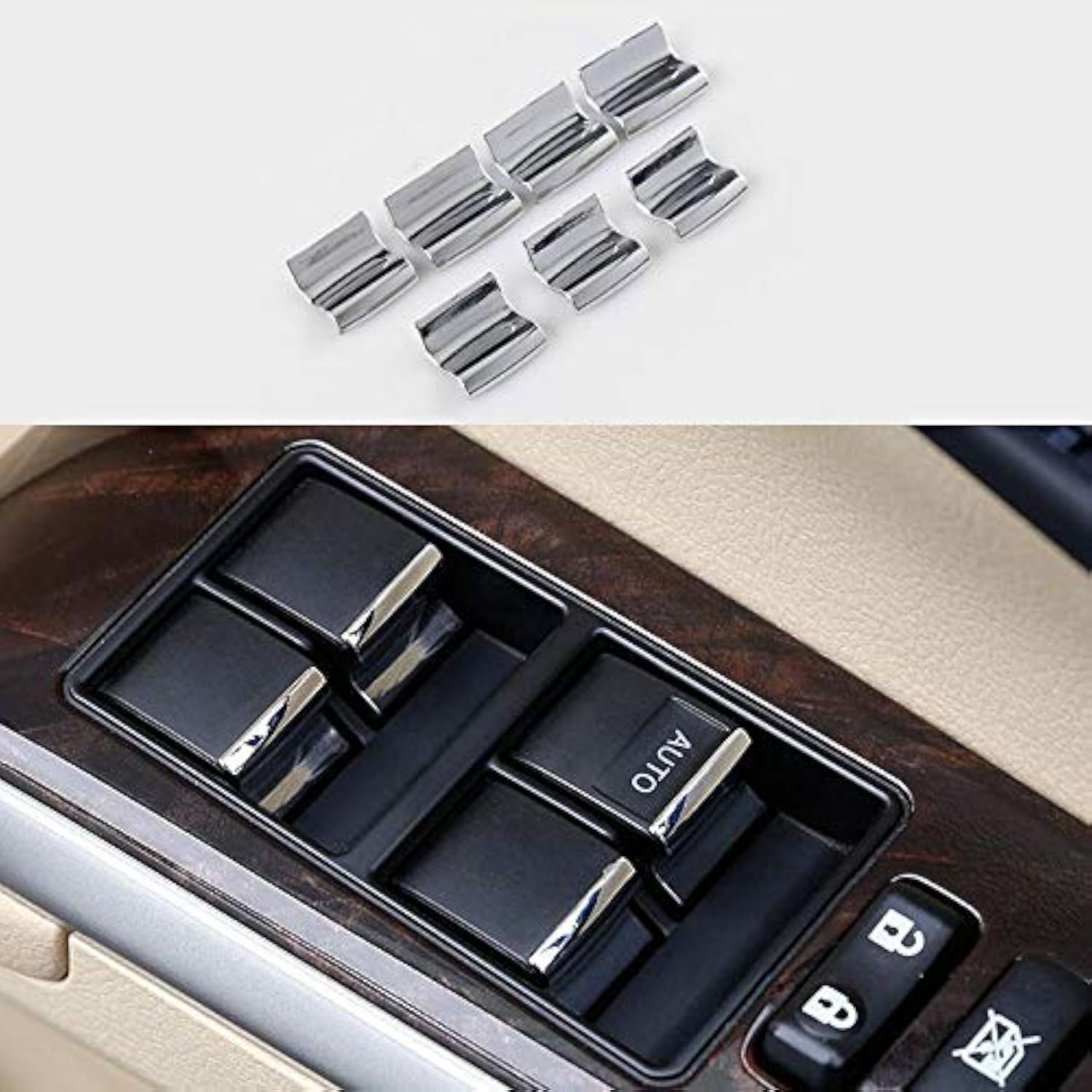 ruihe Window Lift Button Sequins Trim Fit for Old Toyota Prado Camry Corolla RAV4 Highlander Auris Sienna 4runner Tundra Land Cruiser,7 Pieces