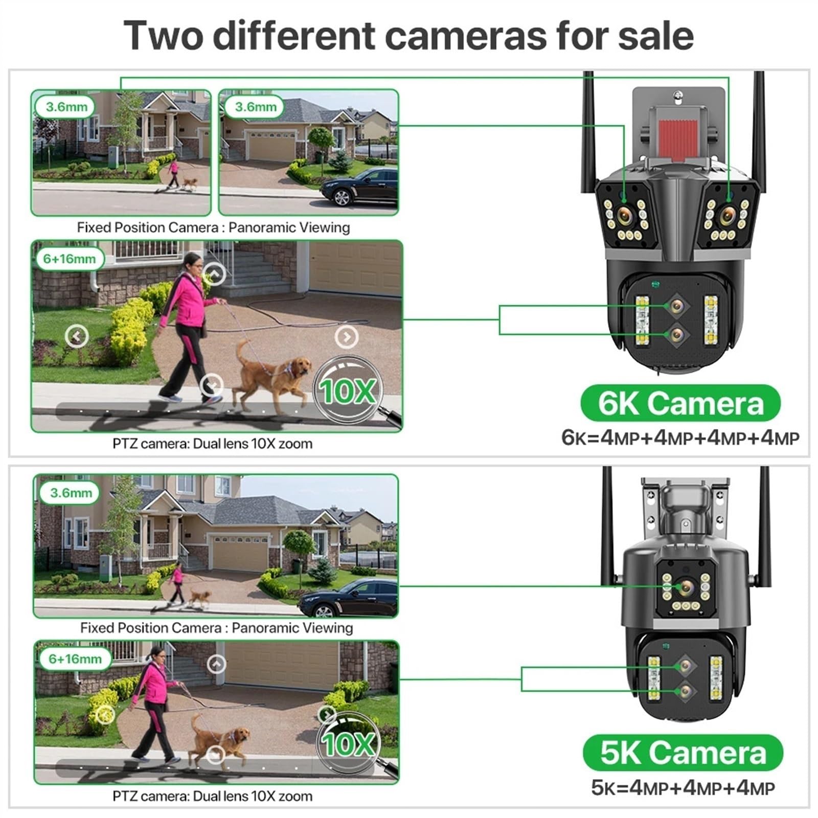 Telecamera IP 6K HD WiFi Telecamera PTZ con zoom 10X esterno Telecamera PTZ a quattro obiettivi Tre doppio schermo 5K 12MP 16MP Video sorveglianza con tracciamento automatico ( Color : 5K Add 128G Car