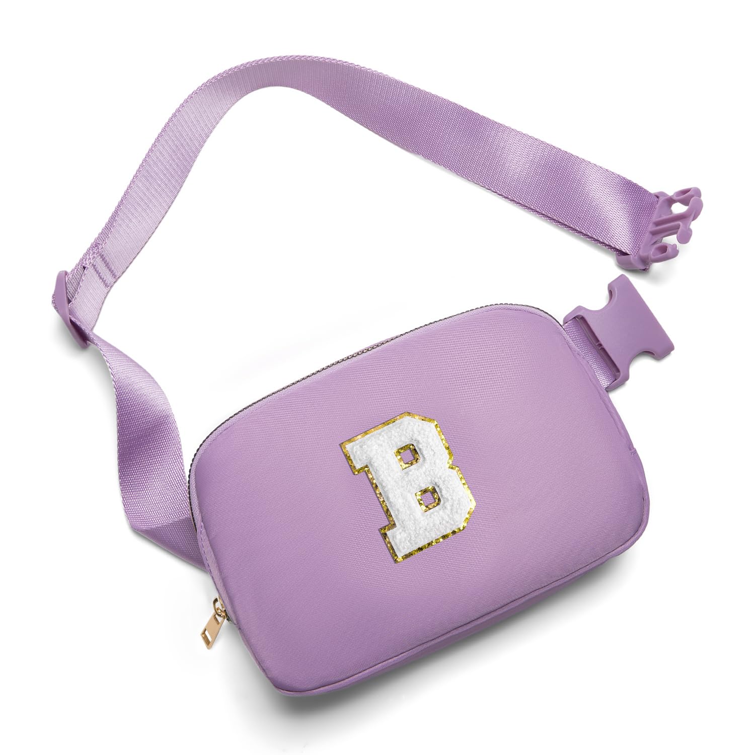 Gitus Waist Pack Belt Bag with Initial Patch, Lavender, Personalized Gifts for Teen Girls, Trendy Stuff, Crossbody Bags for Women