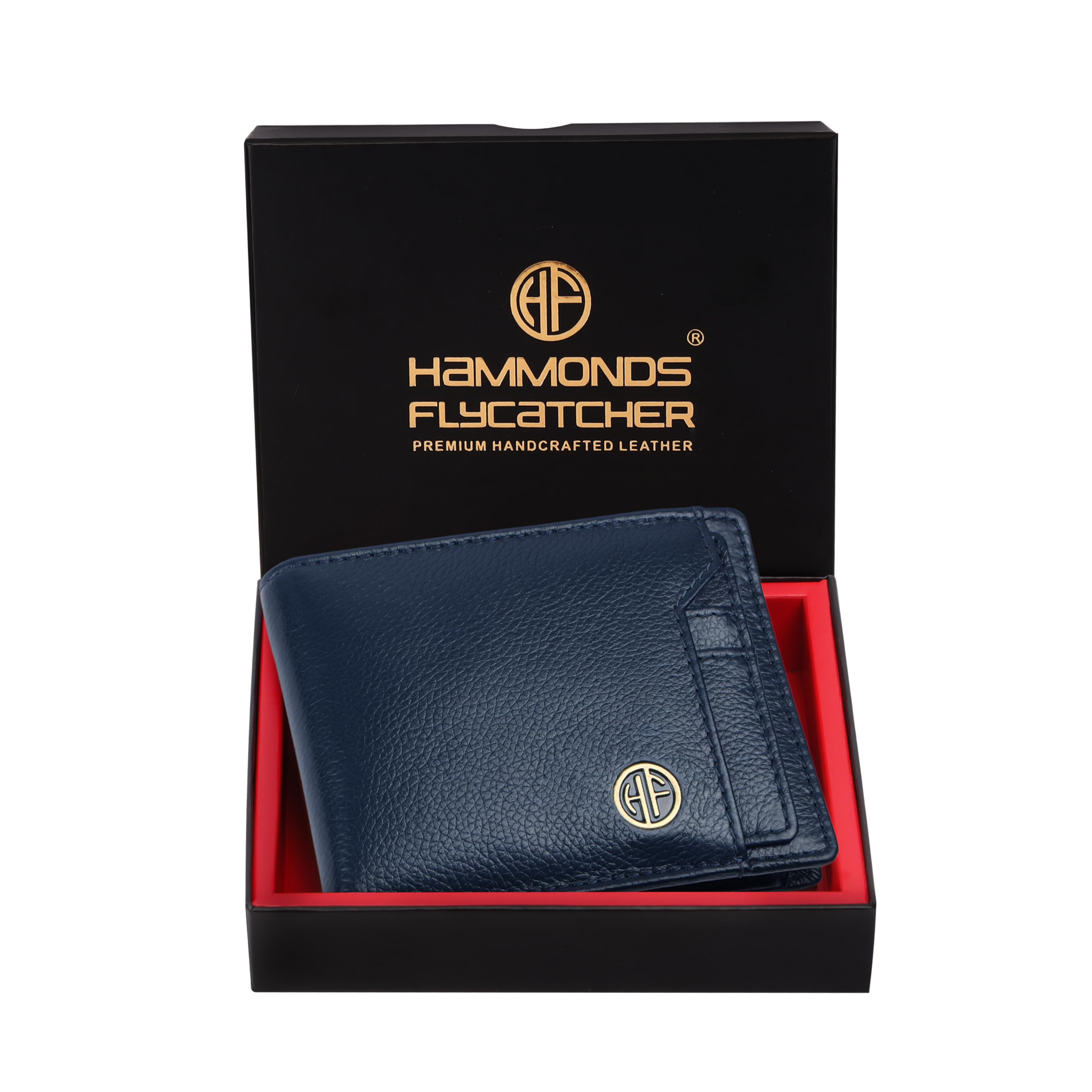 HAMMONDS FLYCATCHER Wallet for Men Leather Original, Mens Wallet, Leather Wallets for Men Stylish, Bi-Fold Wallets for Man, 6 Card Slots, Easy Access Card Slots, Coin Pocket, Mens Gift, Prussian Blue
