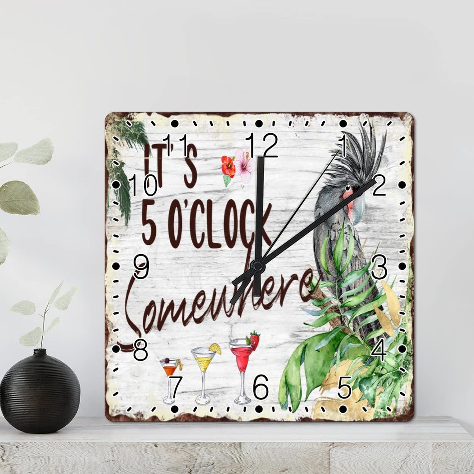 Horloge perroquet colorée de 30 cm idéale pour un salon exotique ou une cabane