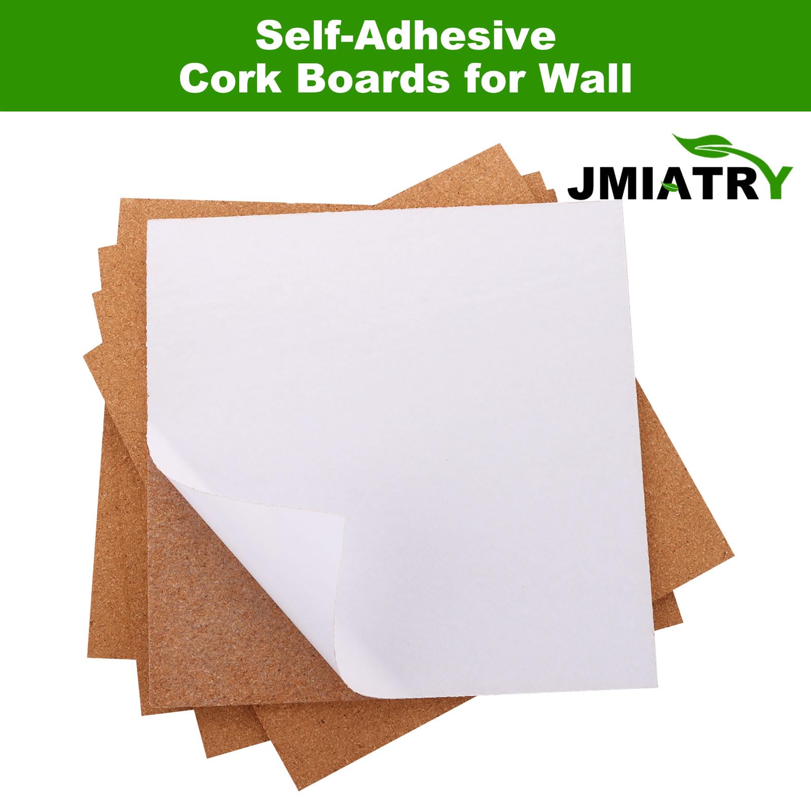 JMIATRY Lot de 12 tableaux carrés en liège autocollants de grande taille pour murs, 6 mm d'épaisseur, pour photos, dessins