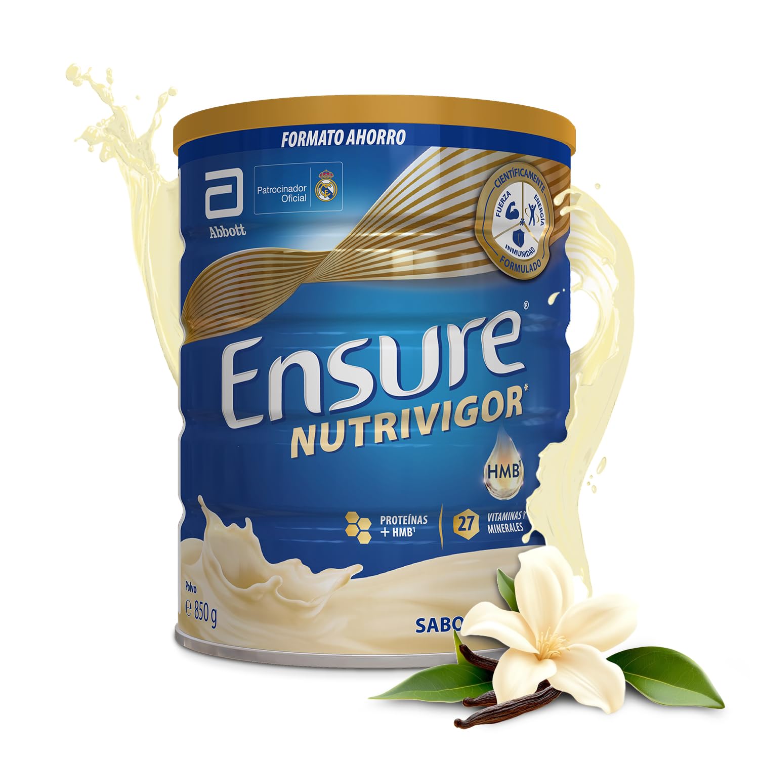 Ensure Nutrivigor - Complemento Alimenticio para Adultos, con HMB, Proteínas, Vitaminas y Minerales, como el Calcio- Sabor Vainilla- 850 g