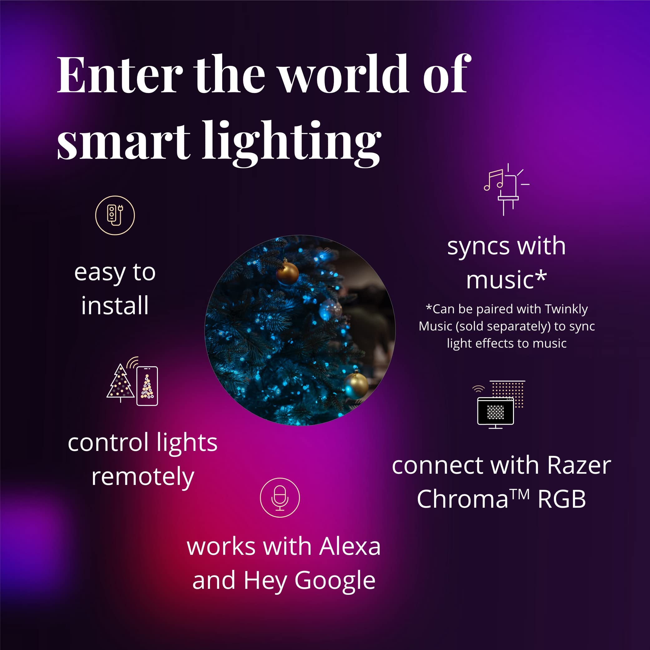 Twinkly Wieniec na drzwi sterowany aplikacją z 50 diodami RGB + białymi diodami LED, zielony kabel - edycja specjalna - dekoracja bożonarodzeniowa do wnętrz - generacja II