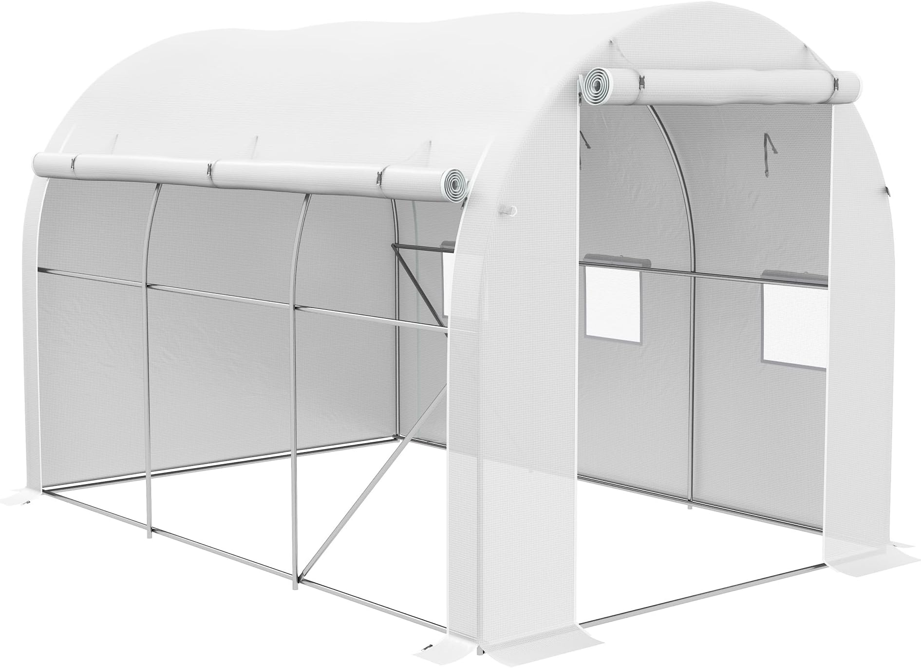 Serre Tunnel Outsunny 3 X 1 X 0,8 M – Acier PE 140 G/m² Anti-UV, 3 Portes Zippées, Pour Tomates Et Légumes, Montage Rapide