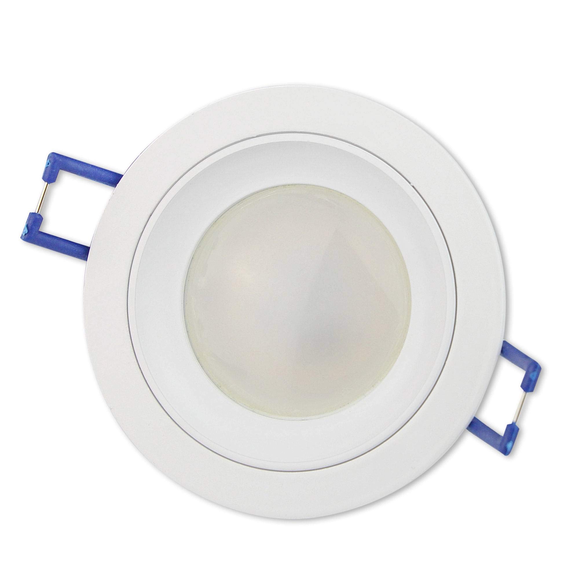 10x LED Einbaustrahler Set weiß - rund 5 Watt neutralweiß 230V flach (30mm) - Einbauleuchte dimmbar aus Aluminium - 75mm Bohrloch Einbau-Spot Decken-Strahler