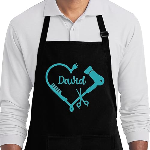 Miniatura 8 de Delantal de peluquería personalizado para mujer, delantales personalizados para peluquería cosmetología salón de belleza con bolsillo, regalos de