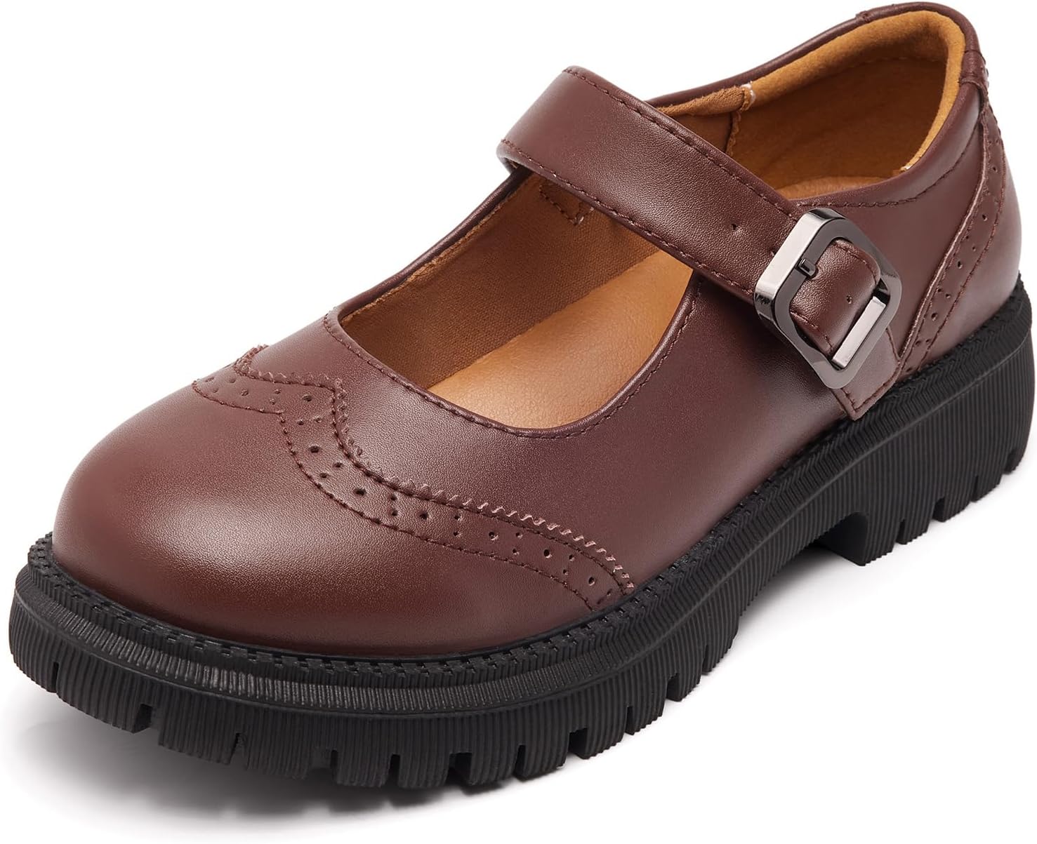 Mary Jane Shoes for Women Vegan Leather Oxford Dress Shoes Cute Buckle Strap Dressy Flats for Work Office School Business Casual Cosplay Teacher