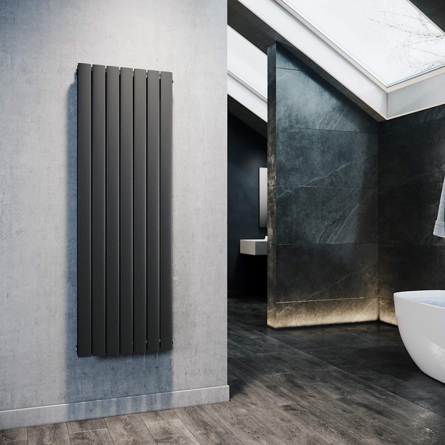 ELEGANT Designerski płaski grzejnik 1600 x 539 mm, antracytowy, dwuwarstwowy grzejnik panelowy