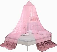 Vista 9 de OctoRose Mosquitera redonda para cama de aro Se adapta a la cama Cortinas colgantes de princesa con corona de cortina de cama (hop-CAMO-verde)