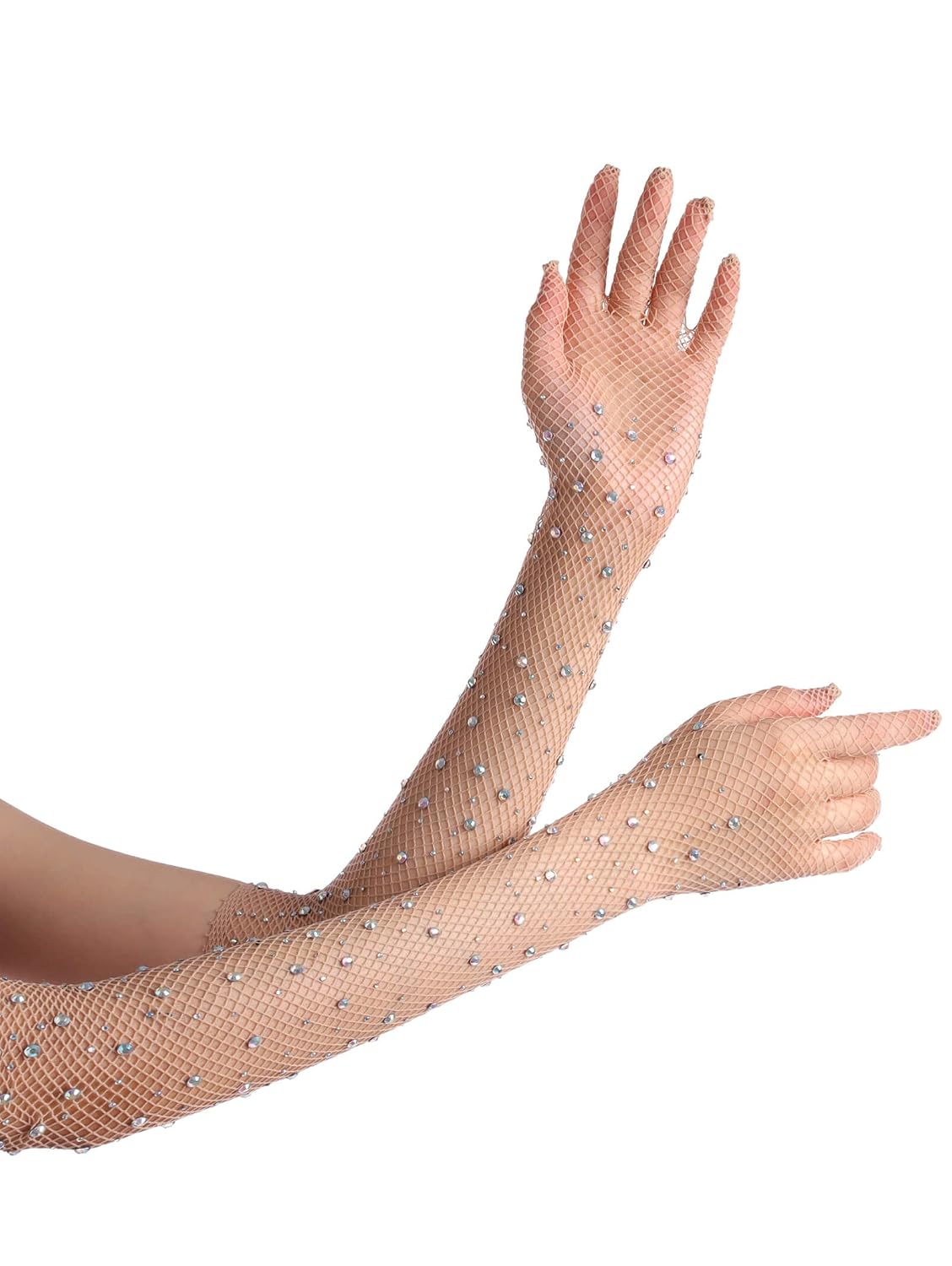 Women Rhinestone Fishnet Long Gloves Mesh Sparkly Glitter Fashion Opera Gloves For Party Halloween Costumes Accessories, N... - Review, Price and Buying Guide
