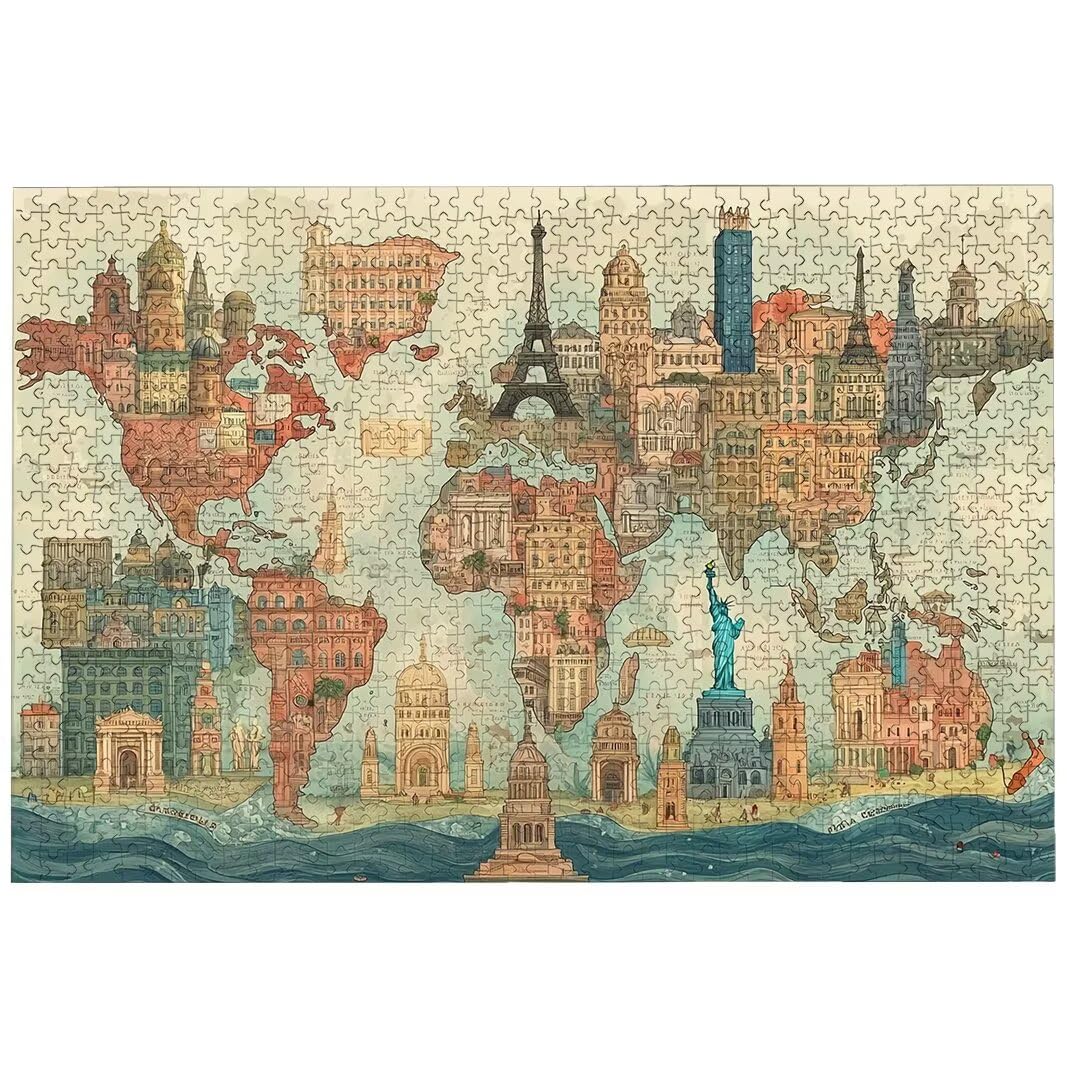 Puzzle 3000 Piezas Mapa, Puzzle Viajar para Adultos, un Rompecabezas Desafiante para Adultos, Rompecabezas Madera para Toda la Familia, Puzzles con Caja para Decoracion Hogar, Regalo Mujer, -7700