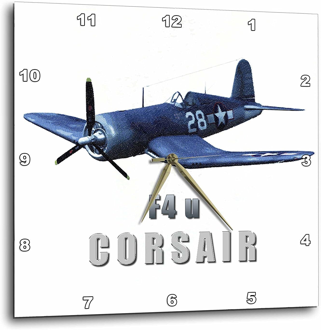 3dRose DPP_31868_2 Corsair Aircraft Wall Clock, 13 by 13-Inch
