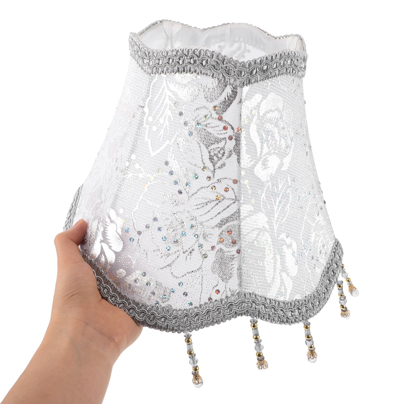 GARVALON Pantalla de Lámpara de Tela con Forma de Barril Floral para Lámpara de Araña, Material Blando y Compatible, Estilo Europeo Clásico para Sala de Estar o Cocina