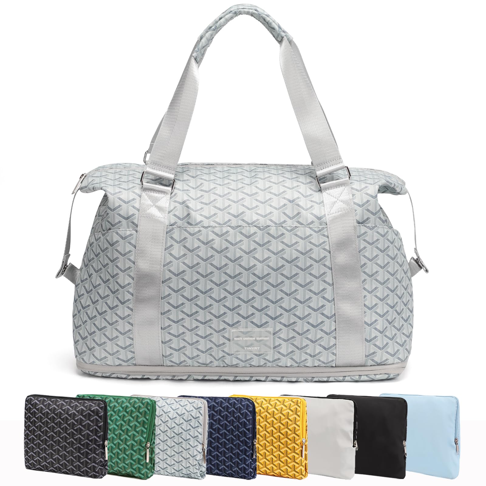 TINYAT Expandable Travel Duffle Bag Foldable Personal Item Travel Bag 32L Gym Bag for Women Weekender Carry On Overnight Tote