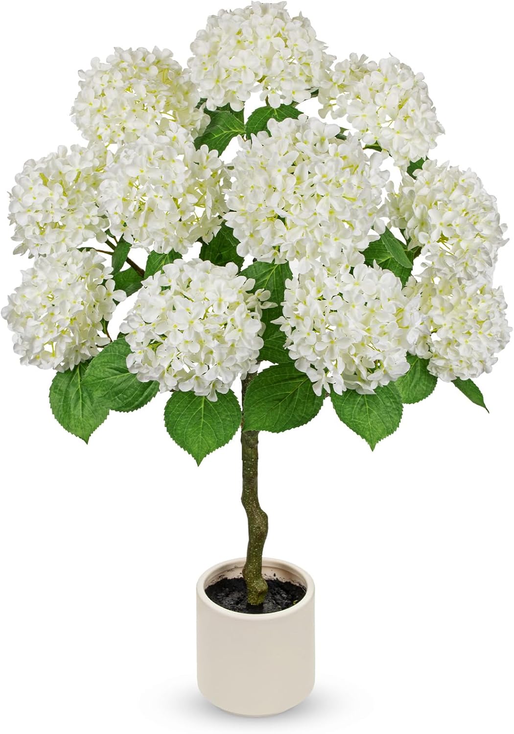 Hollyone Artificial Hydrangea Tree 3FT Blue Hydrangea Artificial Flowers Tree in Pot Fake Hydrangeas Plants & Flowers in Planter Greenery Potted Plant Indoor Outdoor Front Door Porch Home Decor