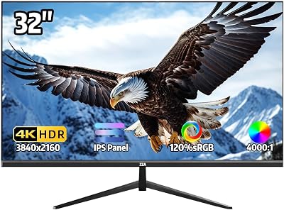 32 Inch 4K UHD Monitor (3840x2160), IPS,60Hz Refresh Rate, 120% sRGB, AMD FreeSync, 178° Viewing Angle, HDMI/DisplayPort, VESA 100x100mm Mount Compatible, Tilt Adjustable - Black