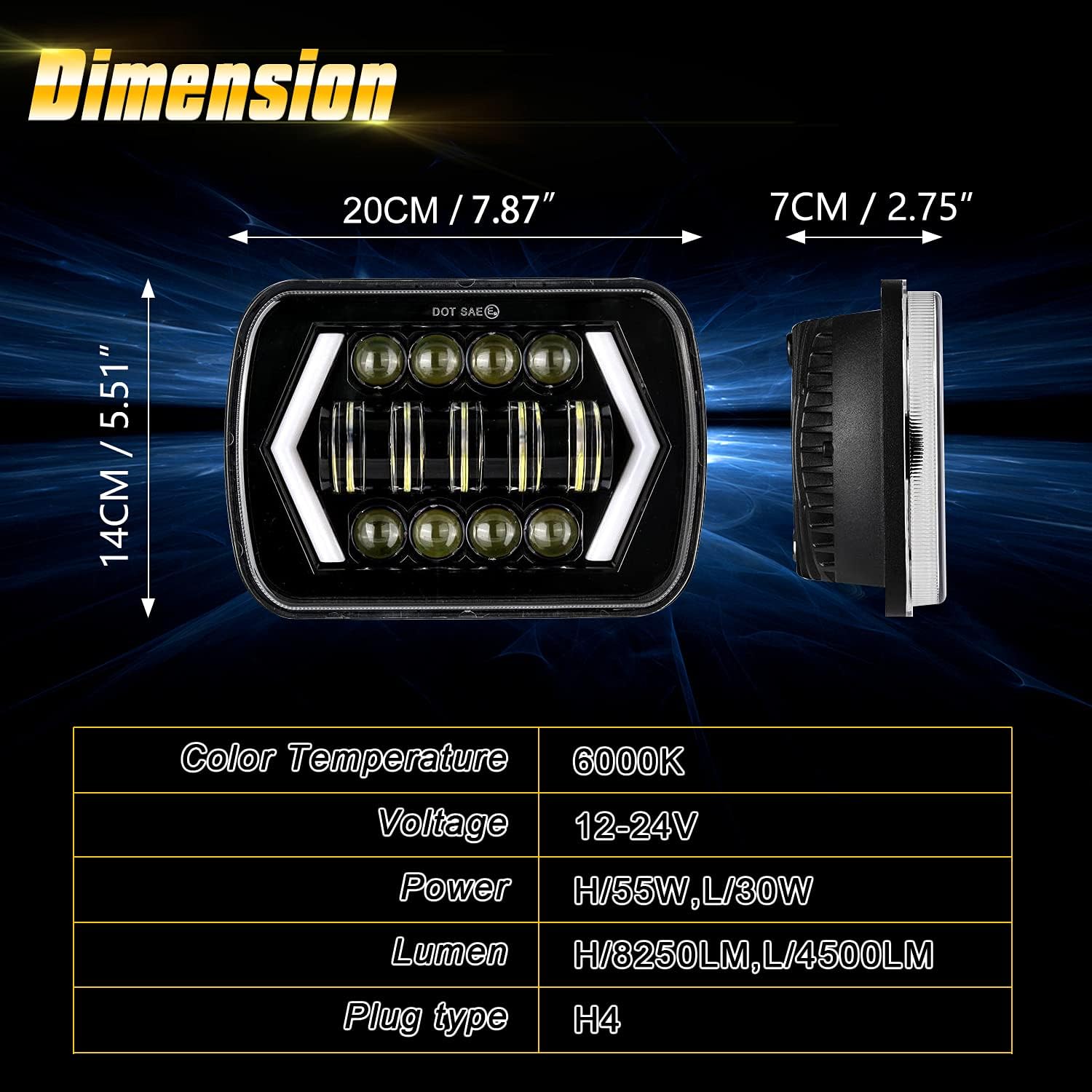 Hоttеѕt Sаlе 5x7 Led Headlight, Auxpower 85W 7x6 Led Headlights with High Low Beam DRL, H6054 5054 Rectangular Sealed Beam Led Headlamp Compatible with Jeep Wrangler YJ 6054 H5054 Cherokee XJ Truck, Black