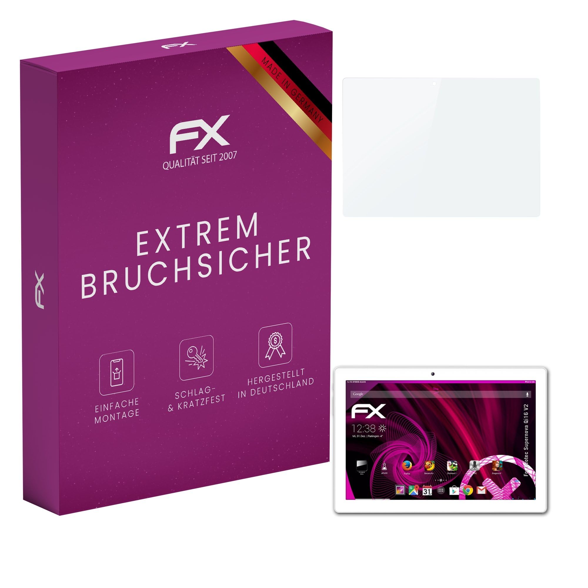 atFoliX Plastic Glass Protective Film compatible with Leotec Supernova Qi16 V2 Glass Protector, 9H Hybrid-Glass FX Screen Protector