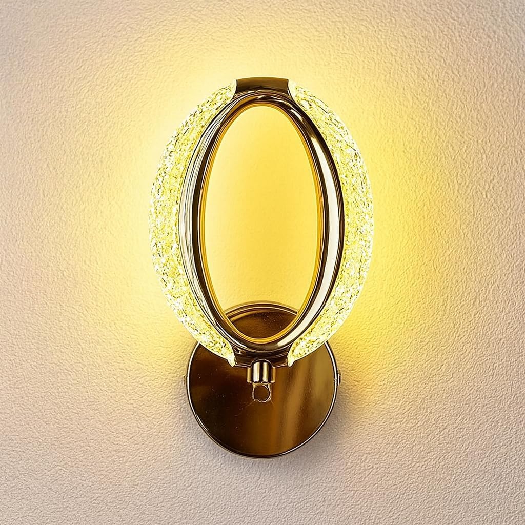 OJIT Light DECORTION Modern LED Oval Shape Wall Lamp for Bedroom & Living Room | Warm White Light | Energy Efficient Decorative Wall Sconce for Home Interiors (Gold Finish)