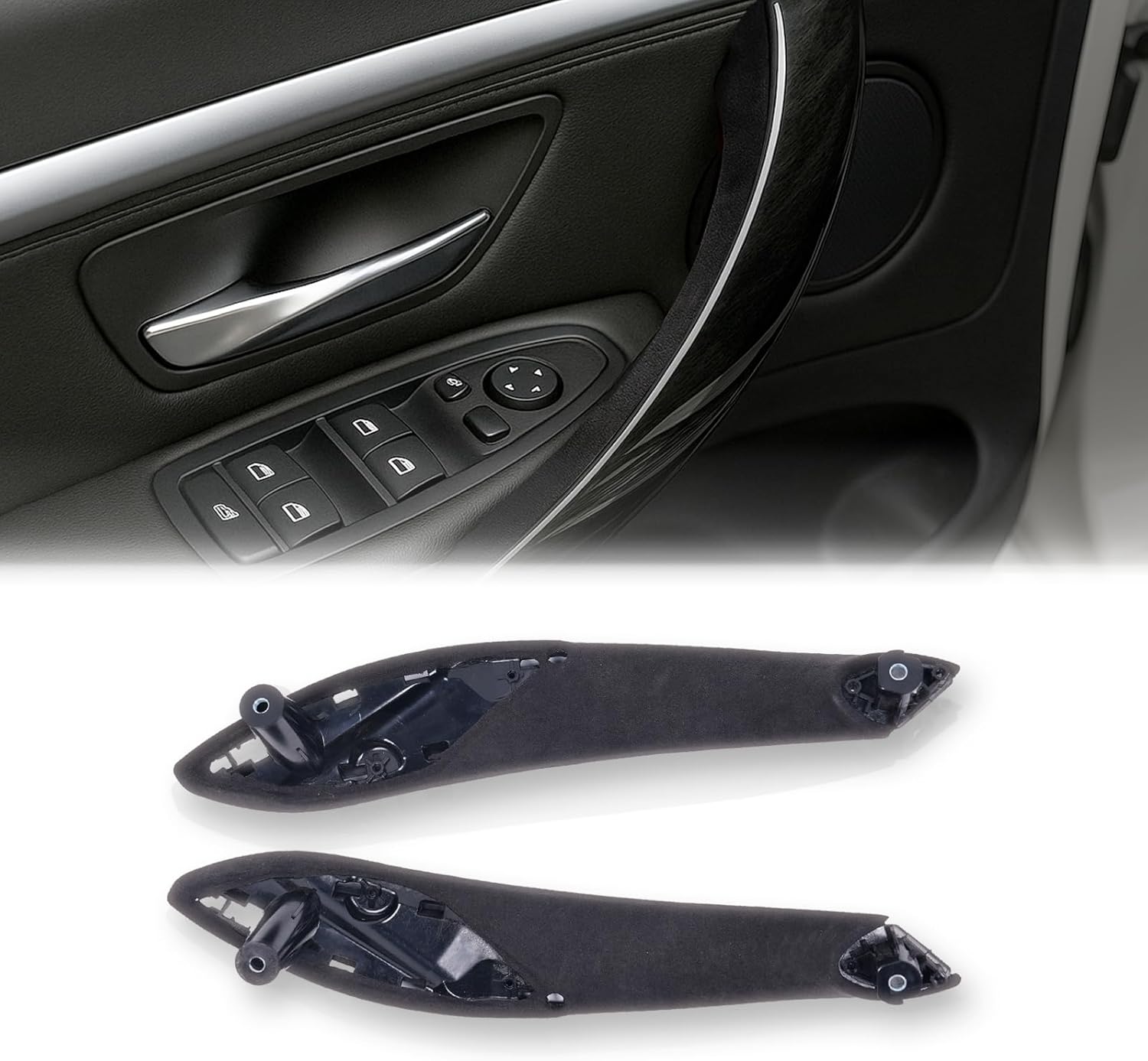 4PCS Door Handles Replacement for BMW 3 Series F30 4 Series F32 F80 F82 Inner Door Pull Strap Armrest Bracket Handle Kit Interior Trim for BMW 2013-2018 320 328 330 335 2014-2019 428 435 440 (Black)