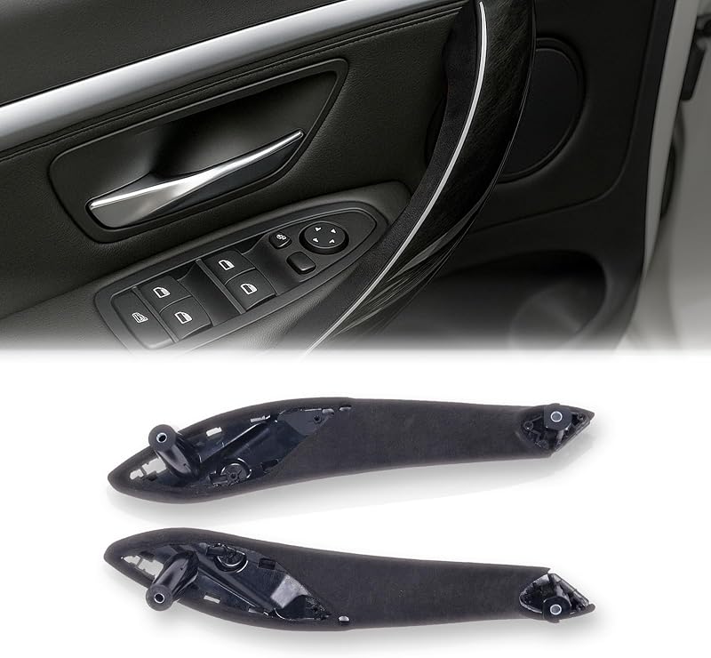 Par de puxadores internos de porta dianteira iCarPro em camurça cinza-escuro para BMW F30 F32 – 2 unidades
