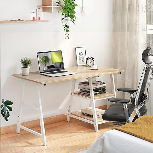 Miniatura 7 de Need Escritorio para computadora, escritorios de oficina en casa de 47 pulgadas con estantes de almacenamiento, escritorio de caballete para
