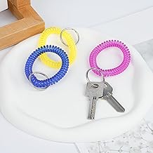 10 Color Wristlet Keychain Flexible Plastic Spring Spiral Coil Key Holder with Key Ring Chain Holder Stretchable Clear Wristband Bracelet Hair Tie for ID Badge Sauna Gym and Outdoor Sports