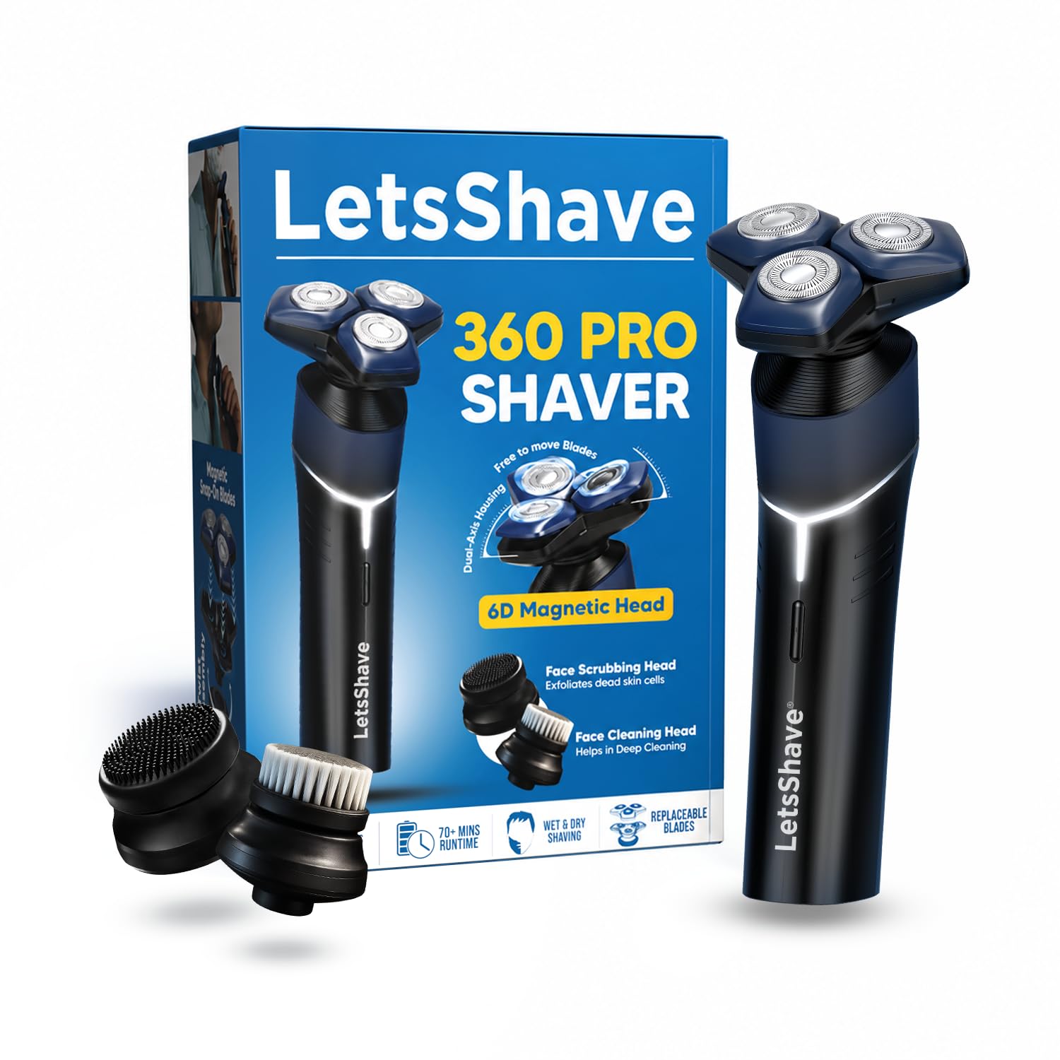 LetsShave Head, Face & Body Groomer for Men, 6 Grooming Heads + 6 Combs + 1 Stand | 90Min Runtime & Water Proof | Full Body Trimmer, Nose Trimmer, Grooming Kit, Shaver Head-image-41