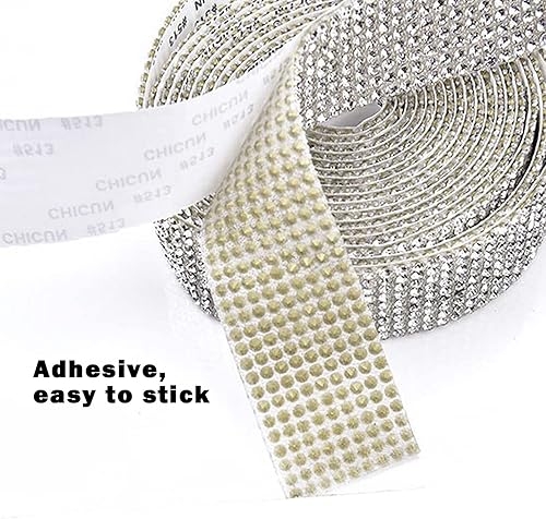 Miniatura 3 de EANLOLY 4 rollos de cinta autoadhesiva con diamantes de imitación, cintas de brillo con diamantes con pegatinas de 2 mm para manualidades, bodas,