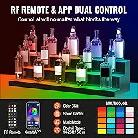 Vista 3 de VEVOR Exhibidor de Botellas de Licor con Iluminación LED, 3 Niveles de 40 Pulgadas, Compatible con USB, Estante de Bar Iluminado para el Hogar