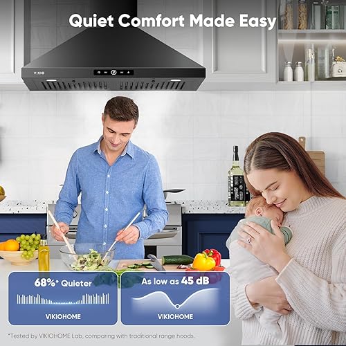 Miniatura 3 de Campana extractora para montaje en pared de 30 pulgadas, 580 CFM, campana de ventilación de cocina, convertible con conductossin conductos con