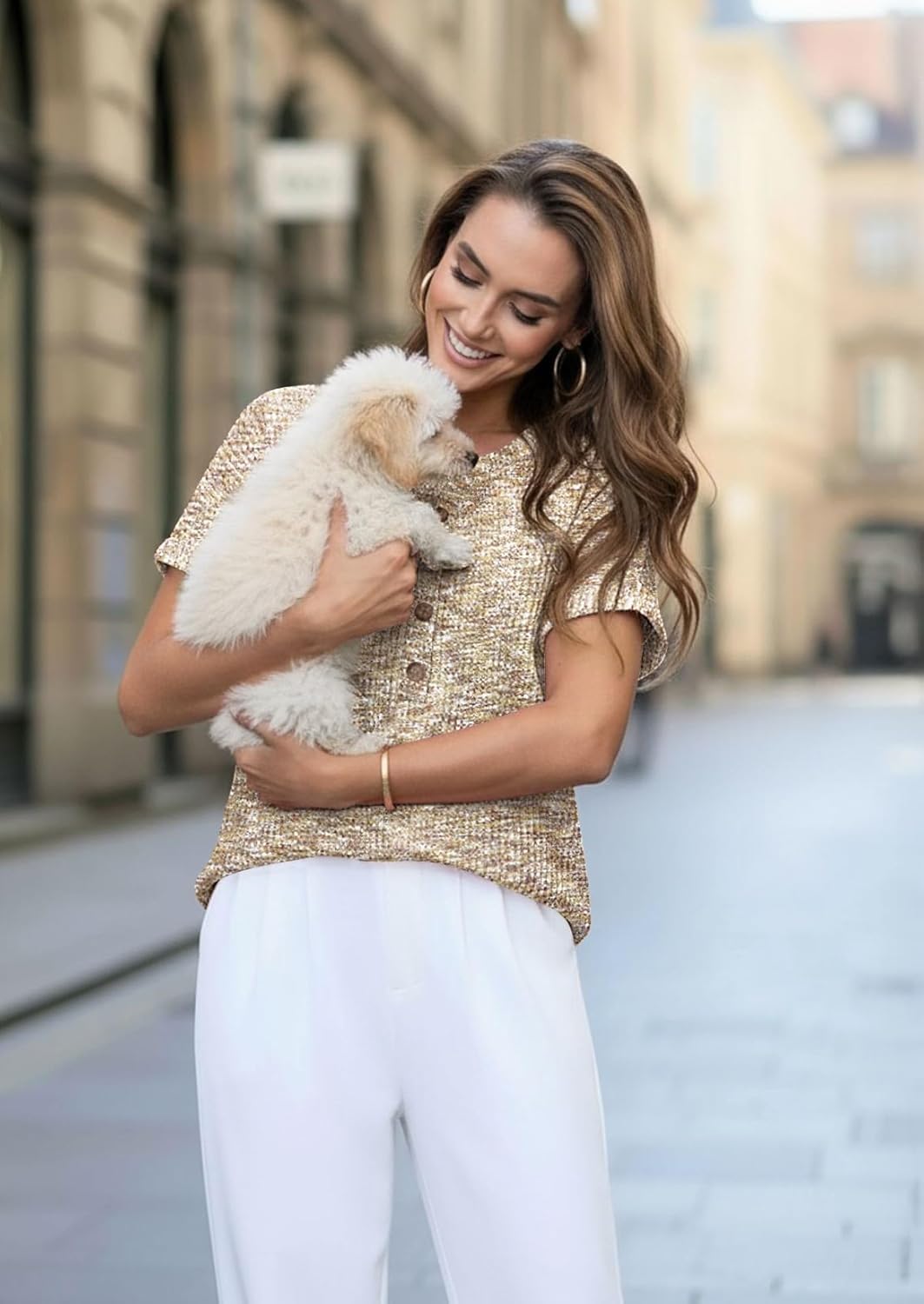 Womens Waffle Knit Summer Tops Button Half Placket Dressy Casual Tunic Shirts 2026 Basic Clothes - Image 2