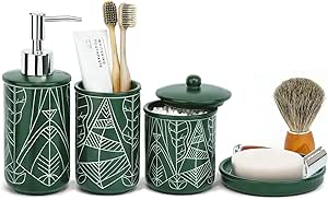 Amazon.com: jkwokback Bathroom Accessory Set Dark Green Bathroom Set ...