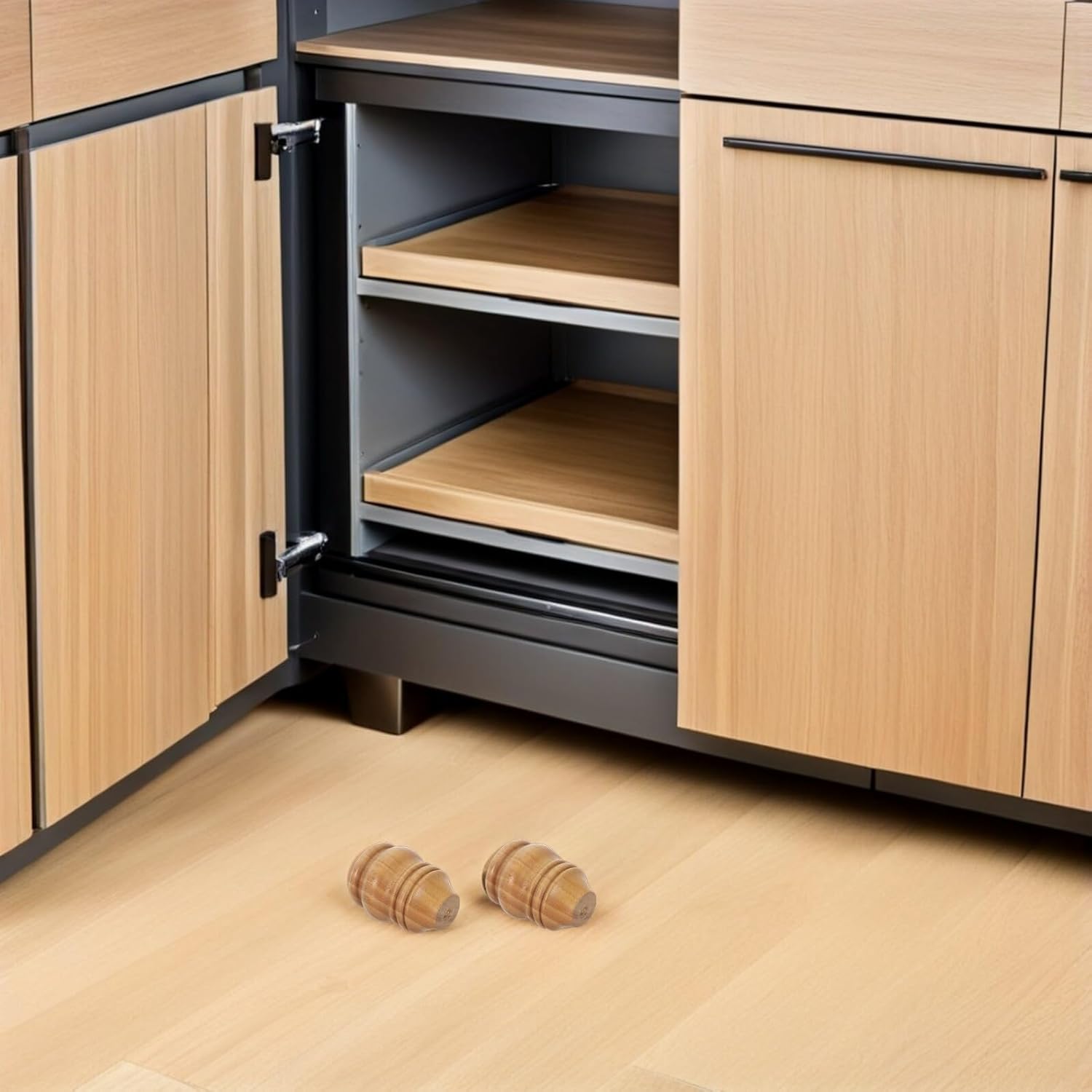 4pcs 8cm Rubberwood Gourd Shape Furniture Legs Sofa Replacement Wood Table Legs for Cabinet Chair Bedside Table Set