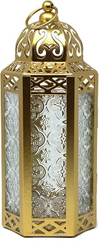Vela Lanterns Decorative Indoor Moroccan Candle Holder, Gold, M