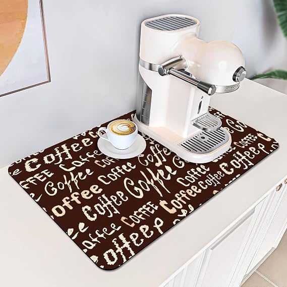 Coffee Mat Dish Drying Mat for Kitchen Counter, 20x12in