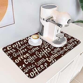 Coffee Mat Dish Drying Mat for Kitchen Counter, 20x12in