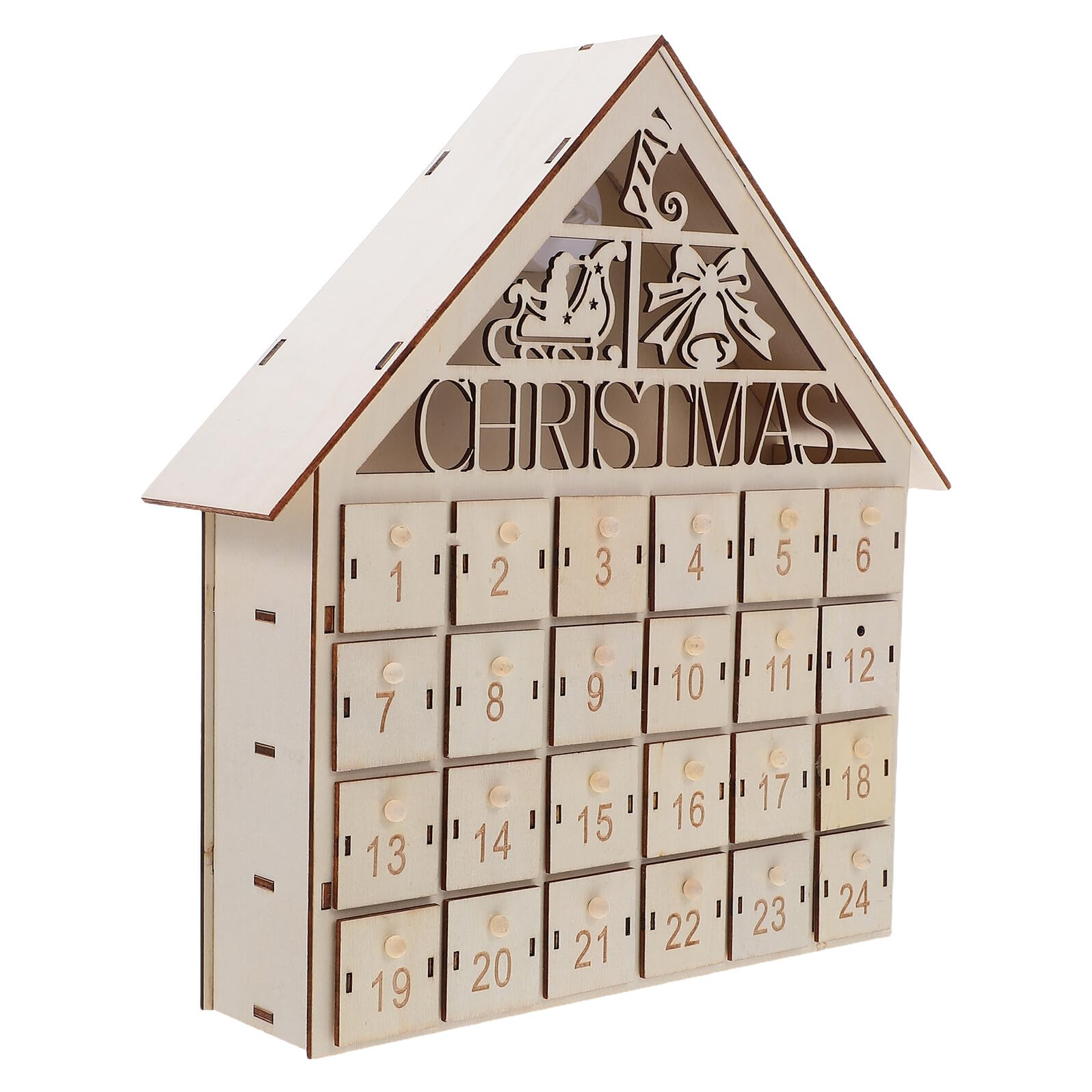 Gatuida Calendario de Adviento Navideño de Madera con 24 Cajones Decoración Iluminada LED para Mesa Cuenta Regresiva de Navidad Reutilizable para Decoración Festiva Familiar