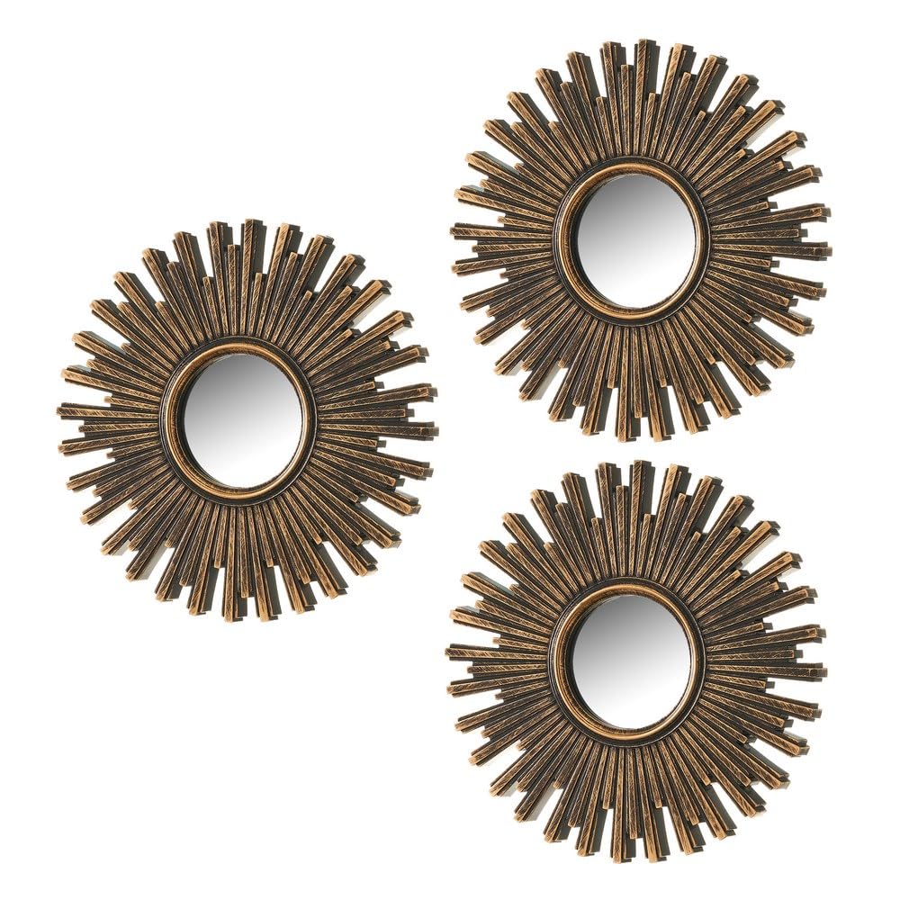 Miroir de soleil doré en lot de 3 pour illuminer un salon sombre facilement