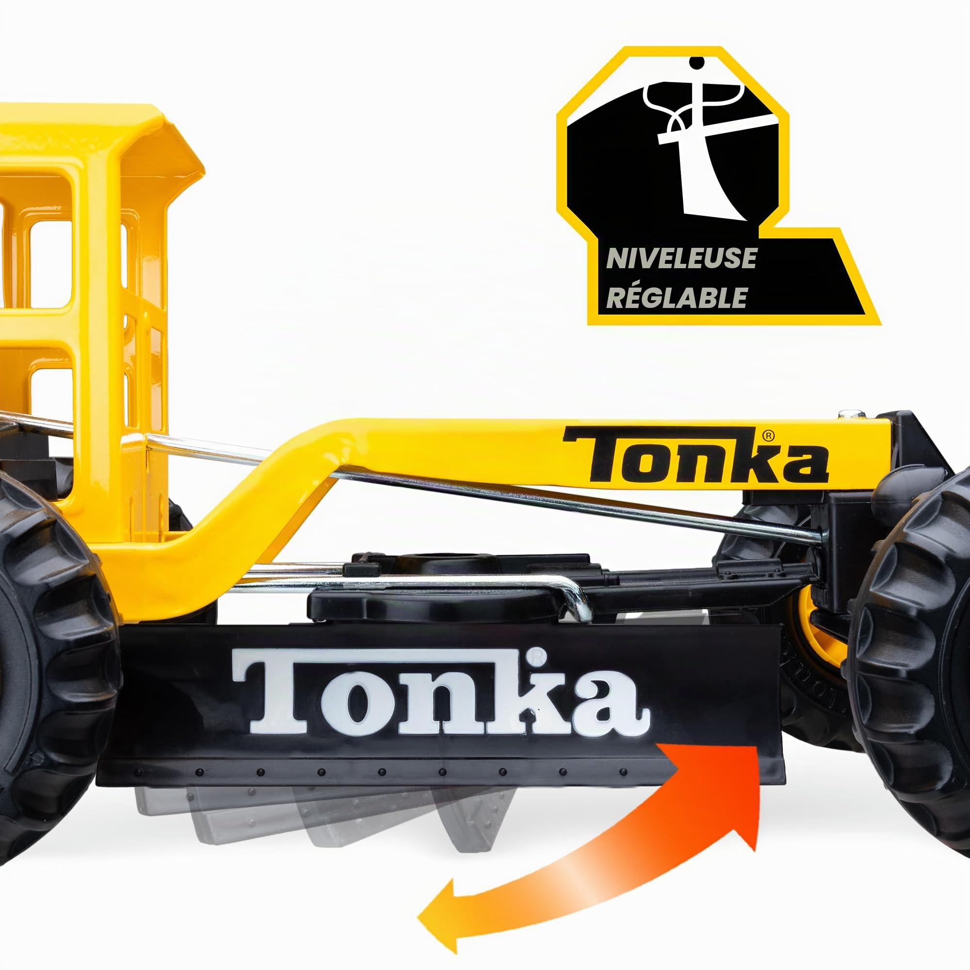 Steel Classics Niveleuse,Tonka, Jouets de construction pour enfants, Jouets de véhicules de construction pour le jeu créatif, jaune-noir, cadeau pour garçons et filles à partir de 3 ans