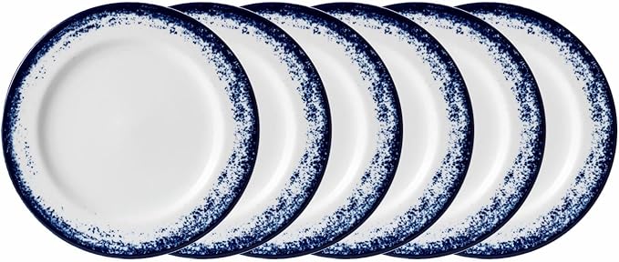 Estojo com 6 Pratos Sobremesa em Porcelana, Modelo Cilíndrica, Decoração Névoa Azul, Porcelana Schmidt
